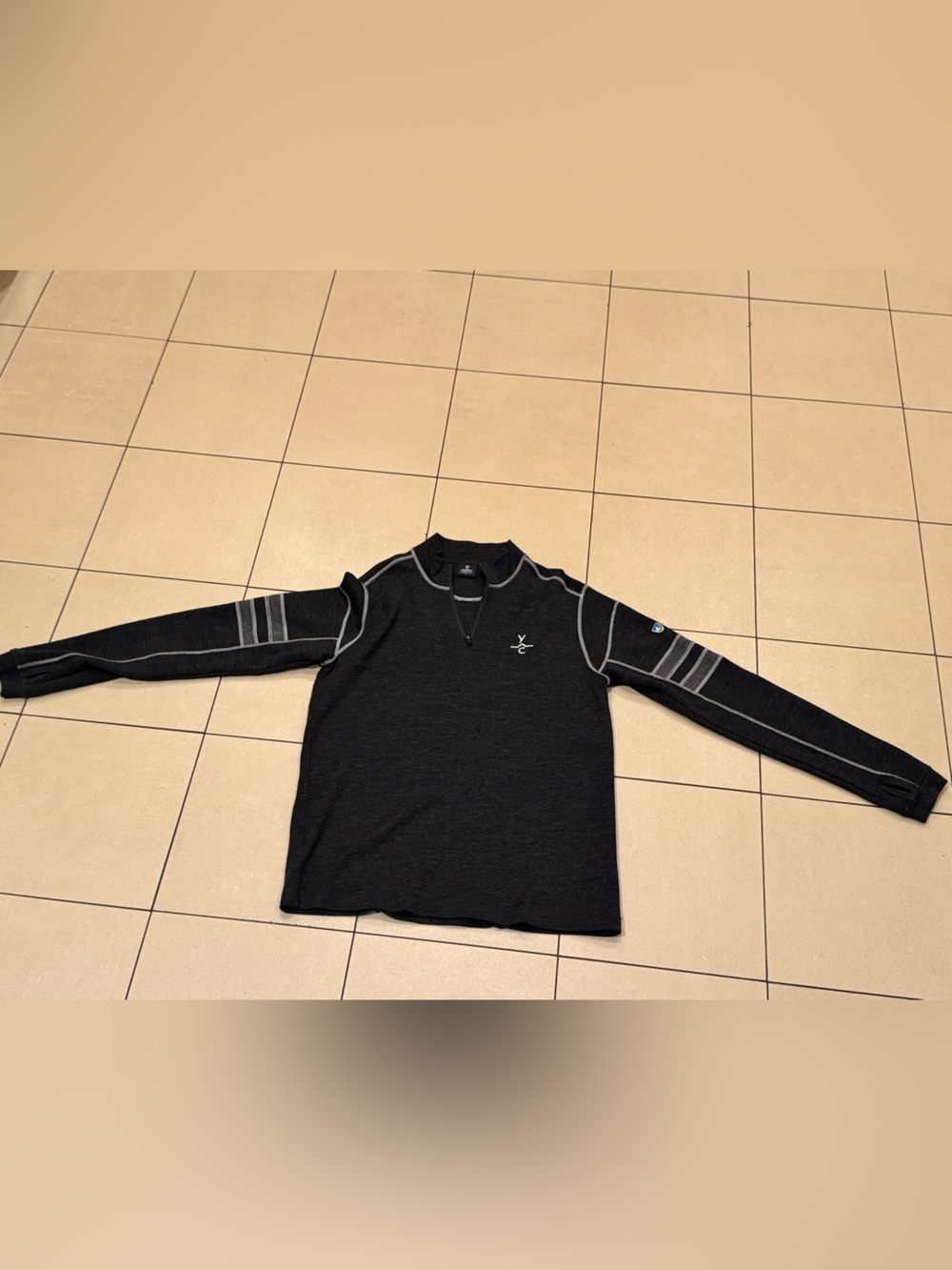 Kuhl Men's Black Zip-Up Sweater with Gray Accent Piping